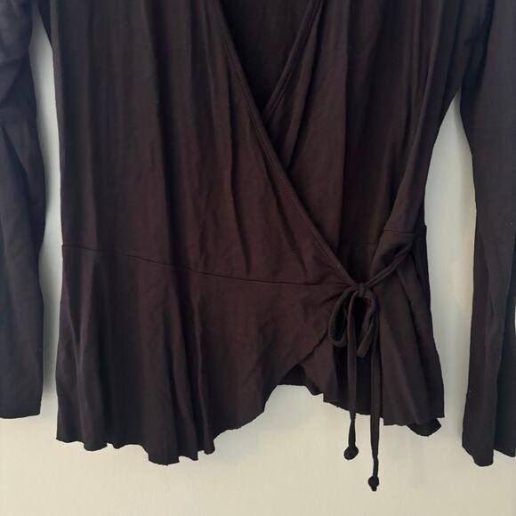 Leith Black V Neck Wrap Front Top - Picture 2 of 5